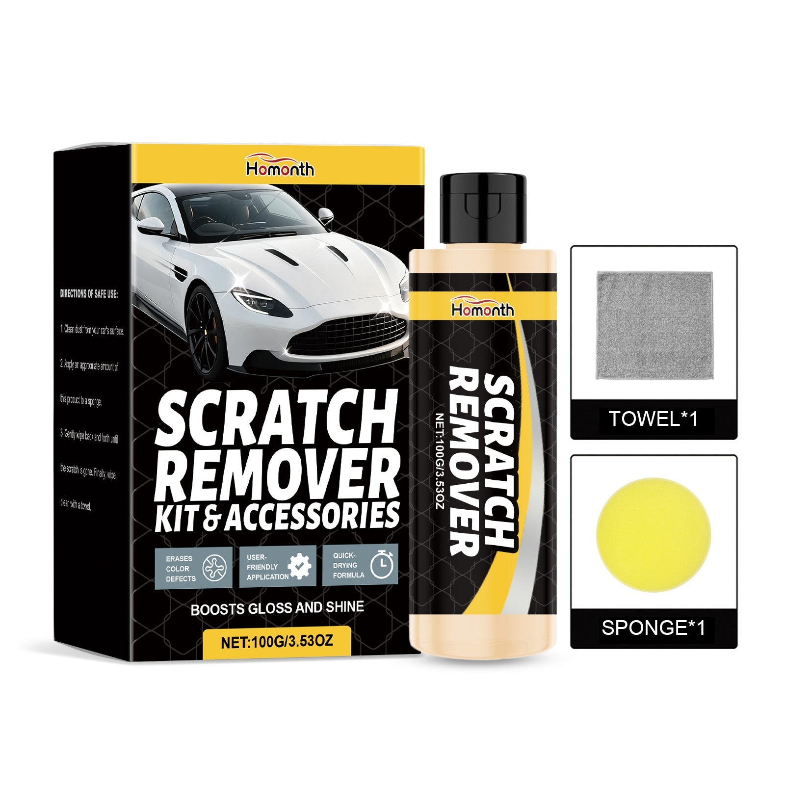 Car Care Scratch Remover Kit, Easy Paint Surface Gloss Restoration, Daily Car Cleaning ,1set