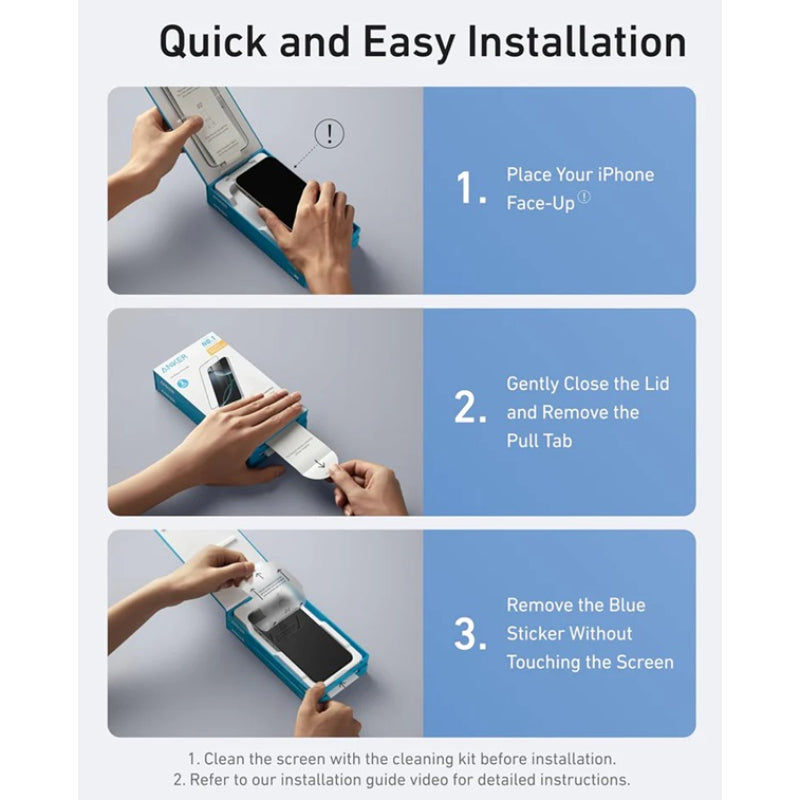 Anker Tempered ShieldX Glass Kit for iPhone 16 Pro, Clear