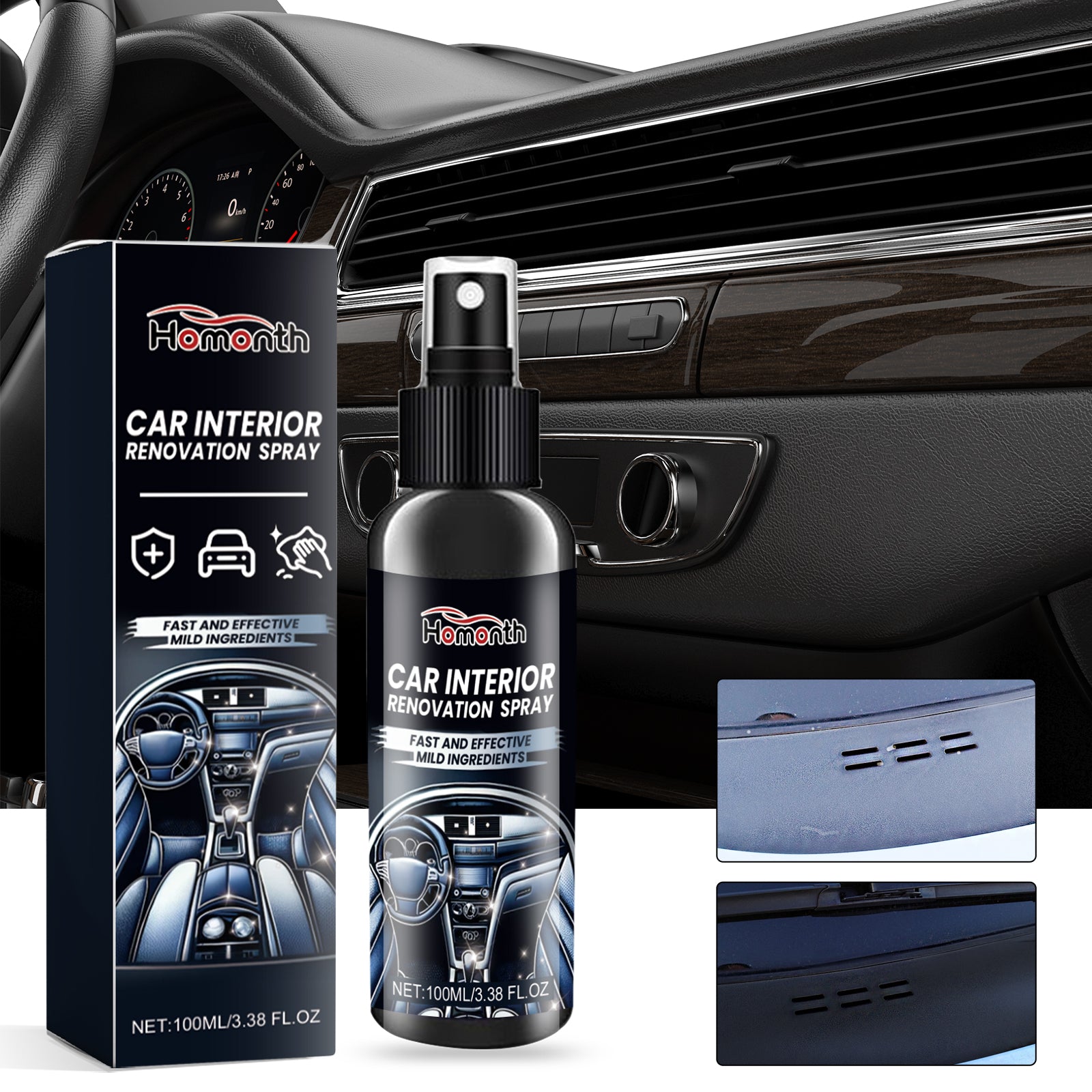 Car Interior Cleaning Spray, Decontamination, Shine & Protect, Easy Use ,100ml