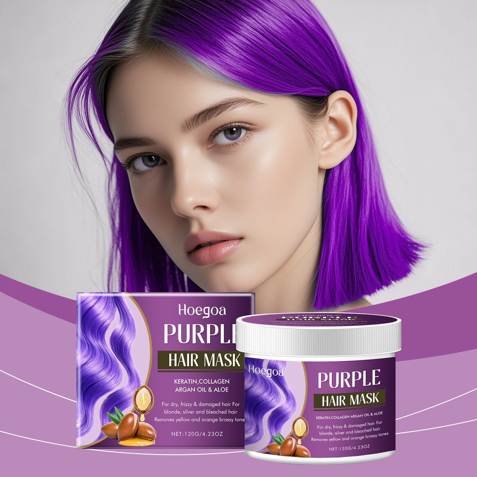 Brightening Hair Mask for Color Care, Moisturizing, Shinier, Long-lasting Cool Tones ,120g