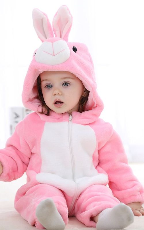 Baby Winter Animal Costume Flannel Hooded Jumpsuit Zipper Romper Cosplay Outfits