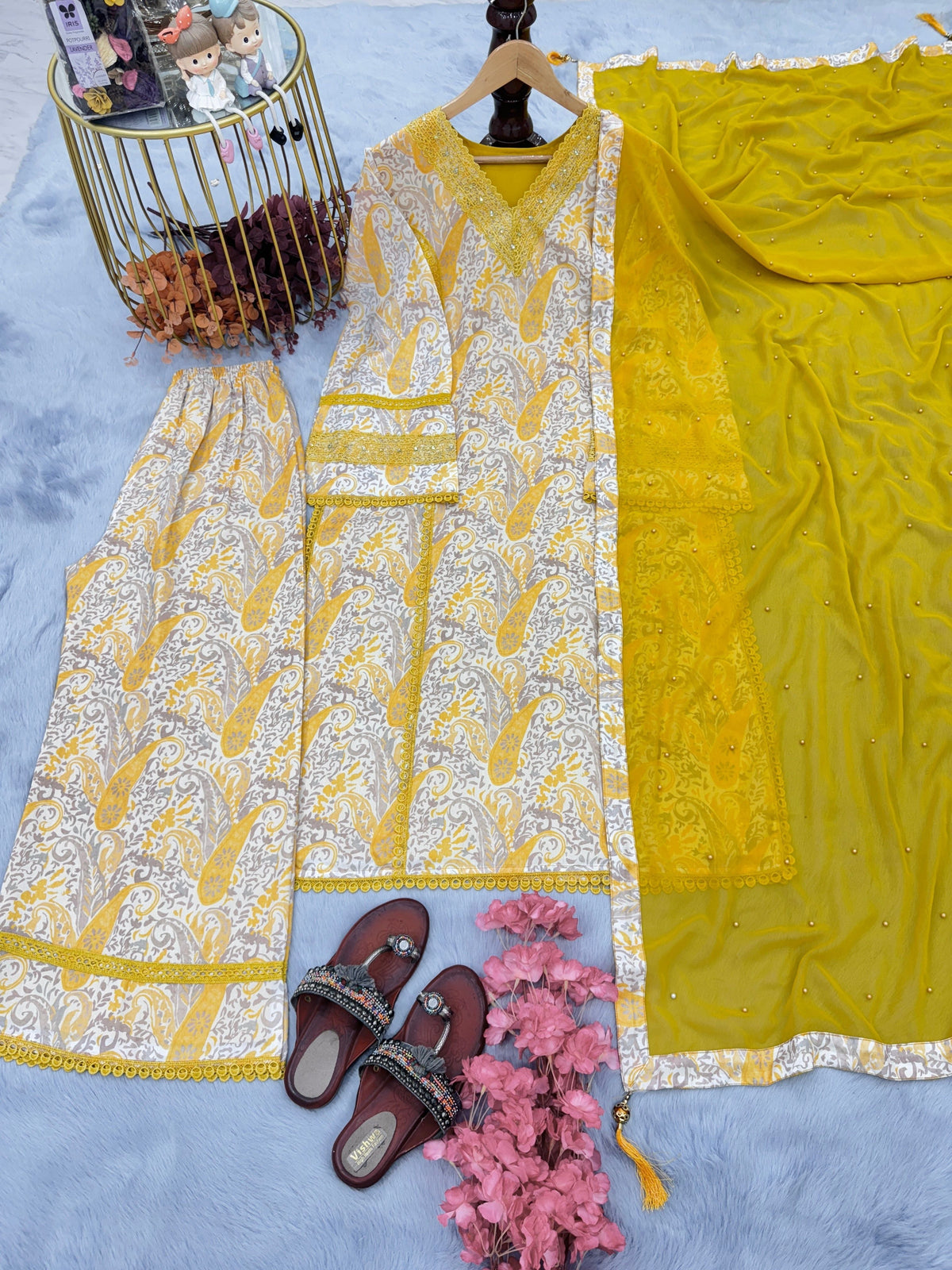 Fab Zone Designer Party Wear Look Top Plazzo & Dupatta Set