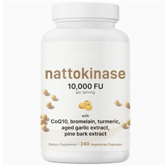 Nattokinase Dietary Supplement Capsules 10,000 FU, 240 Vegetarian Capsules