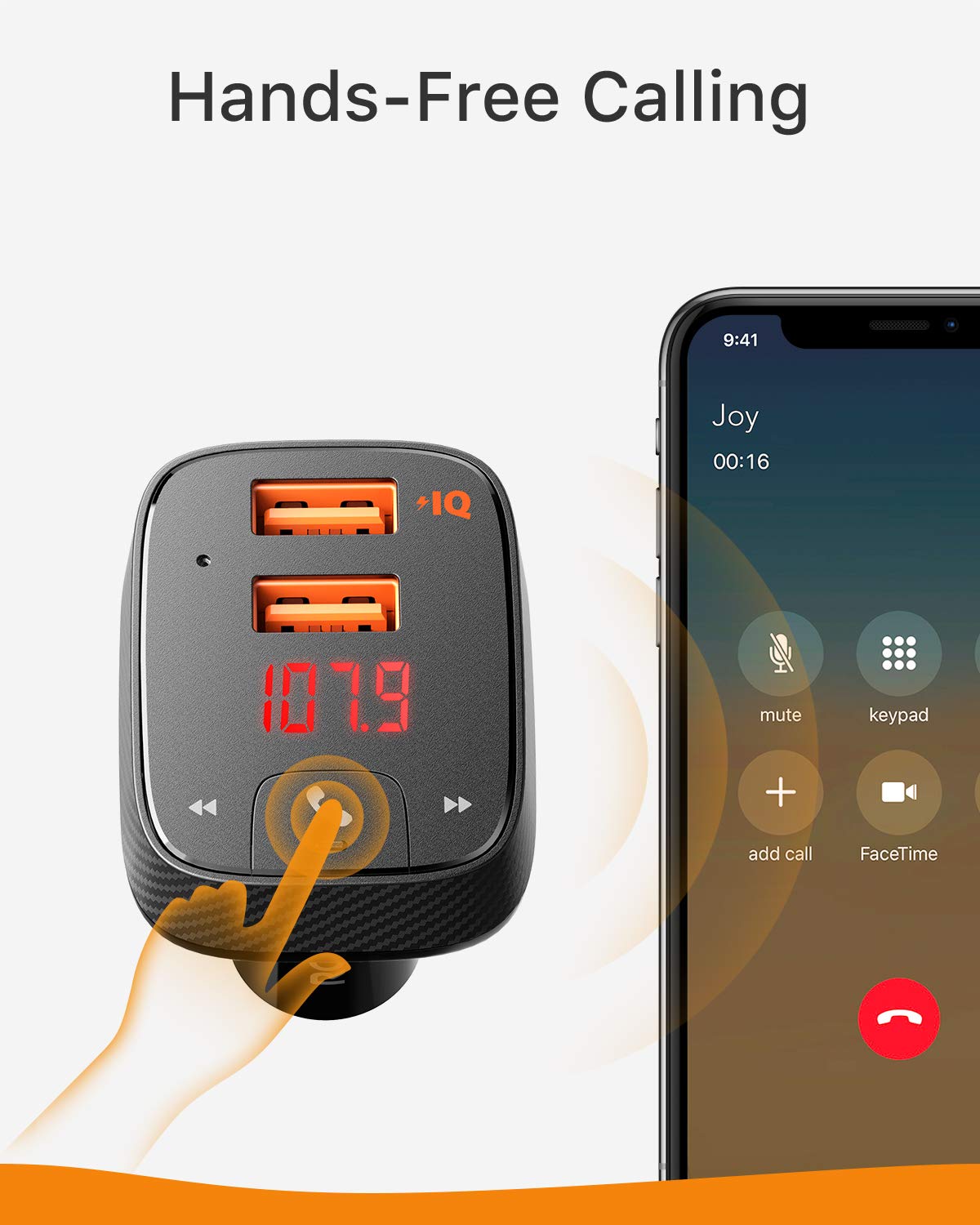 Anker Roav SmartCharge F2 Bluetooth FM Transmitter, Dual USB Car Charger & Hands-Free Calling
