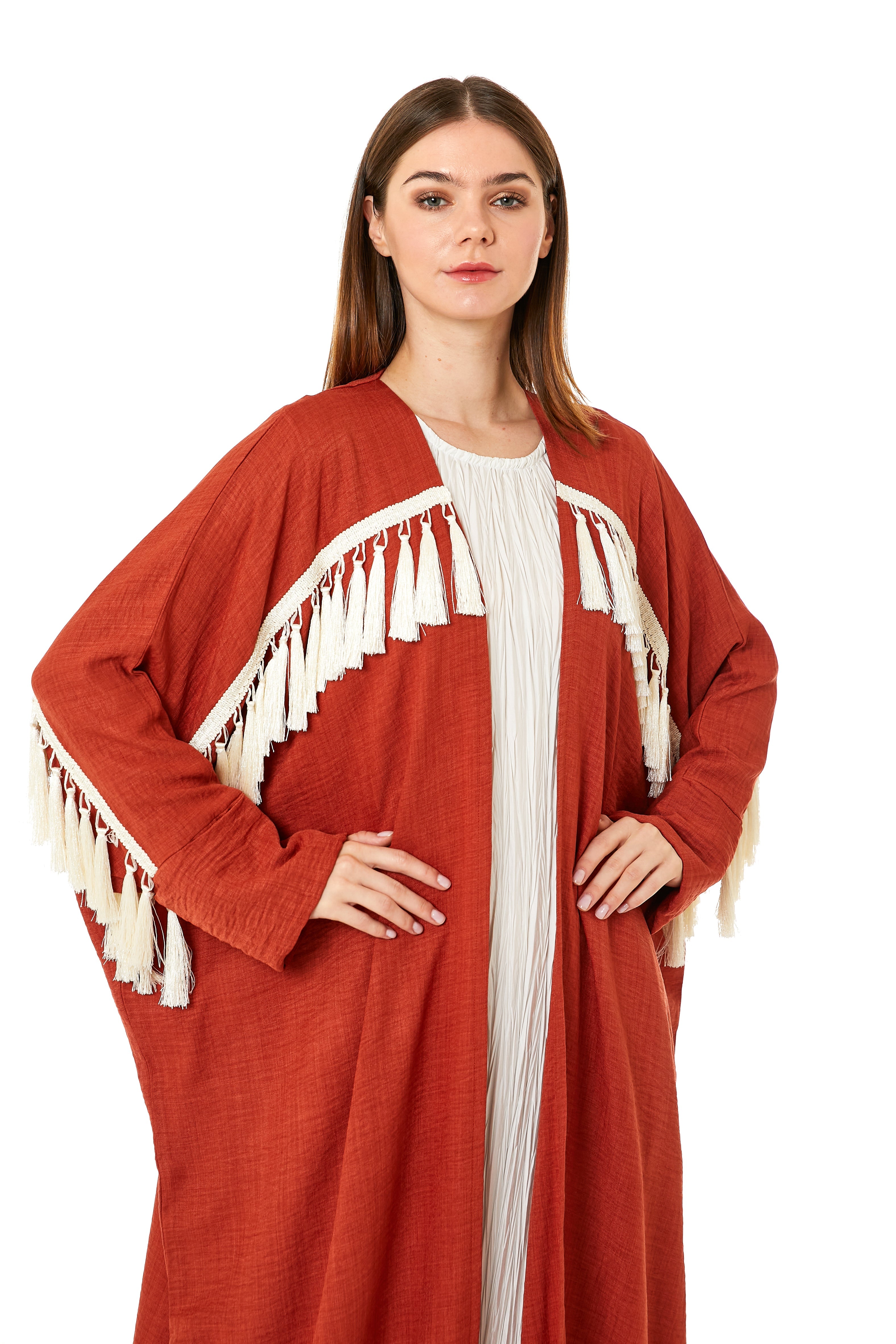 MOiSTREET Rust Orange CEY Melange Abaya