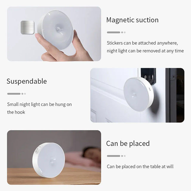 LED Motion Sensor Night Light with 2 Color Modes - USB Rechargeable Indoor Lighting for Home, Bedroom, Hallway