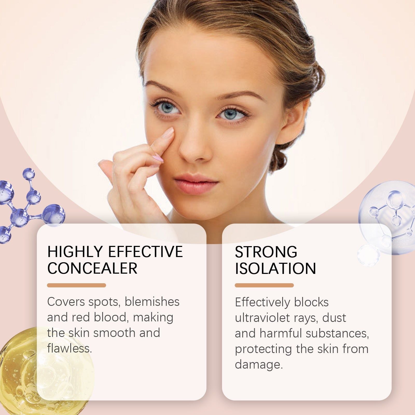 Concealing and Isolating Primer, Skin Perfecting, Blemish Cover, Natural Glow, Moisturizing ,40g