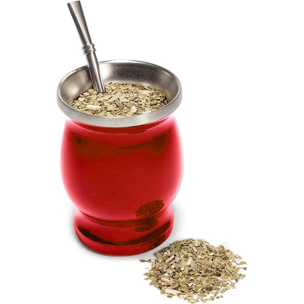 8 oz Yerba Mate Natural Gourd Tea Cup Set with 1 Bombilla