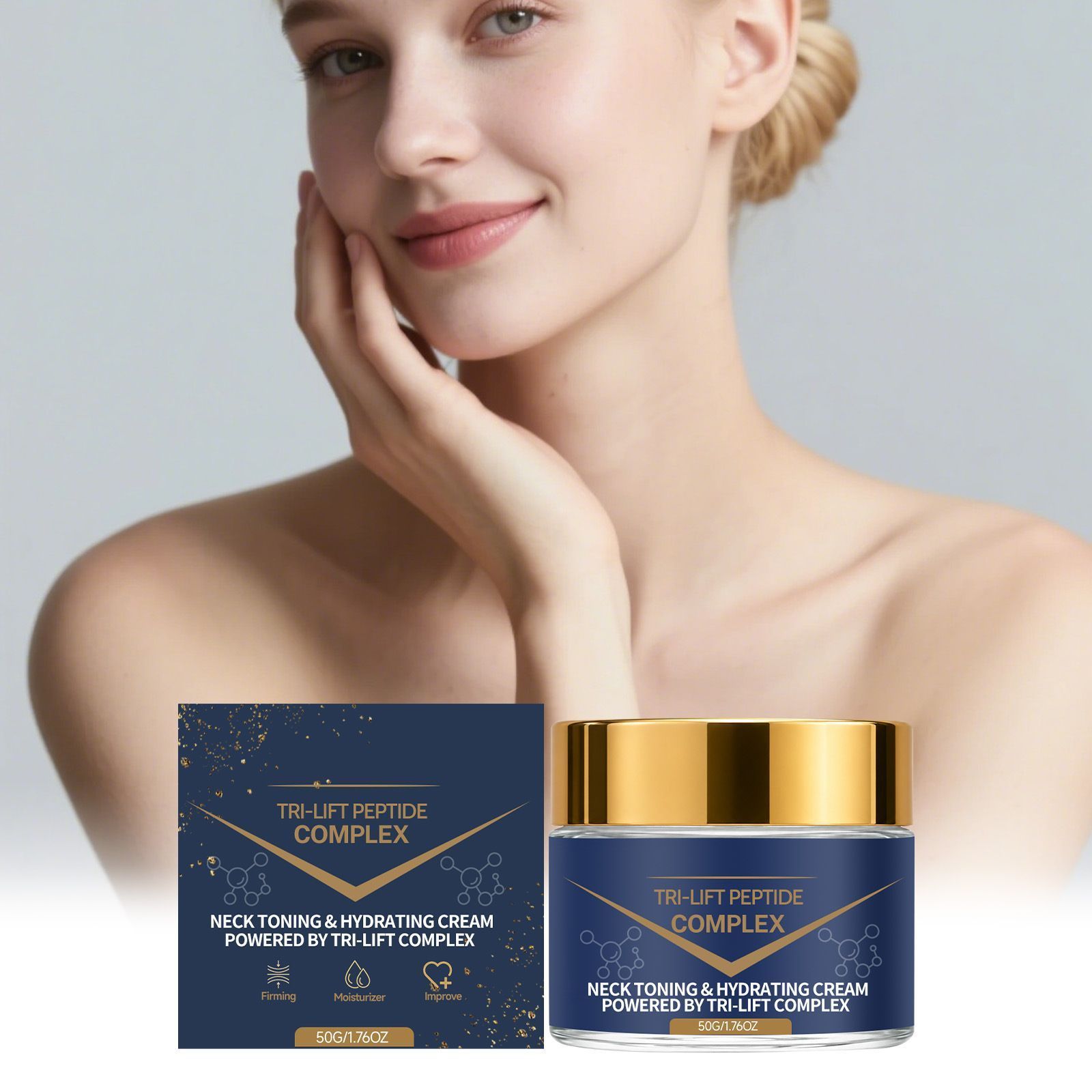 2pcs Tri-Lift Peptide Complex Neck Toning & Hydrating Cream, Daily Neck Skin Moisturizer, 50g