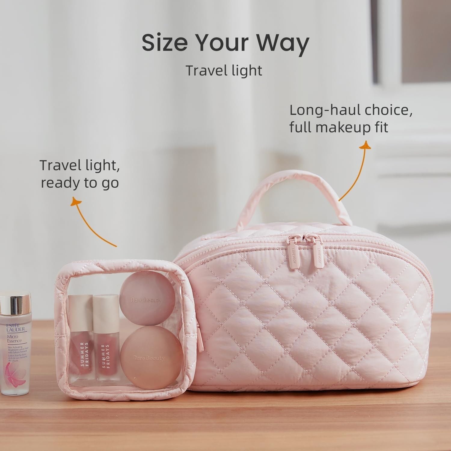 2 Piece Large Travel Makeup Bag Set