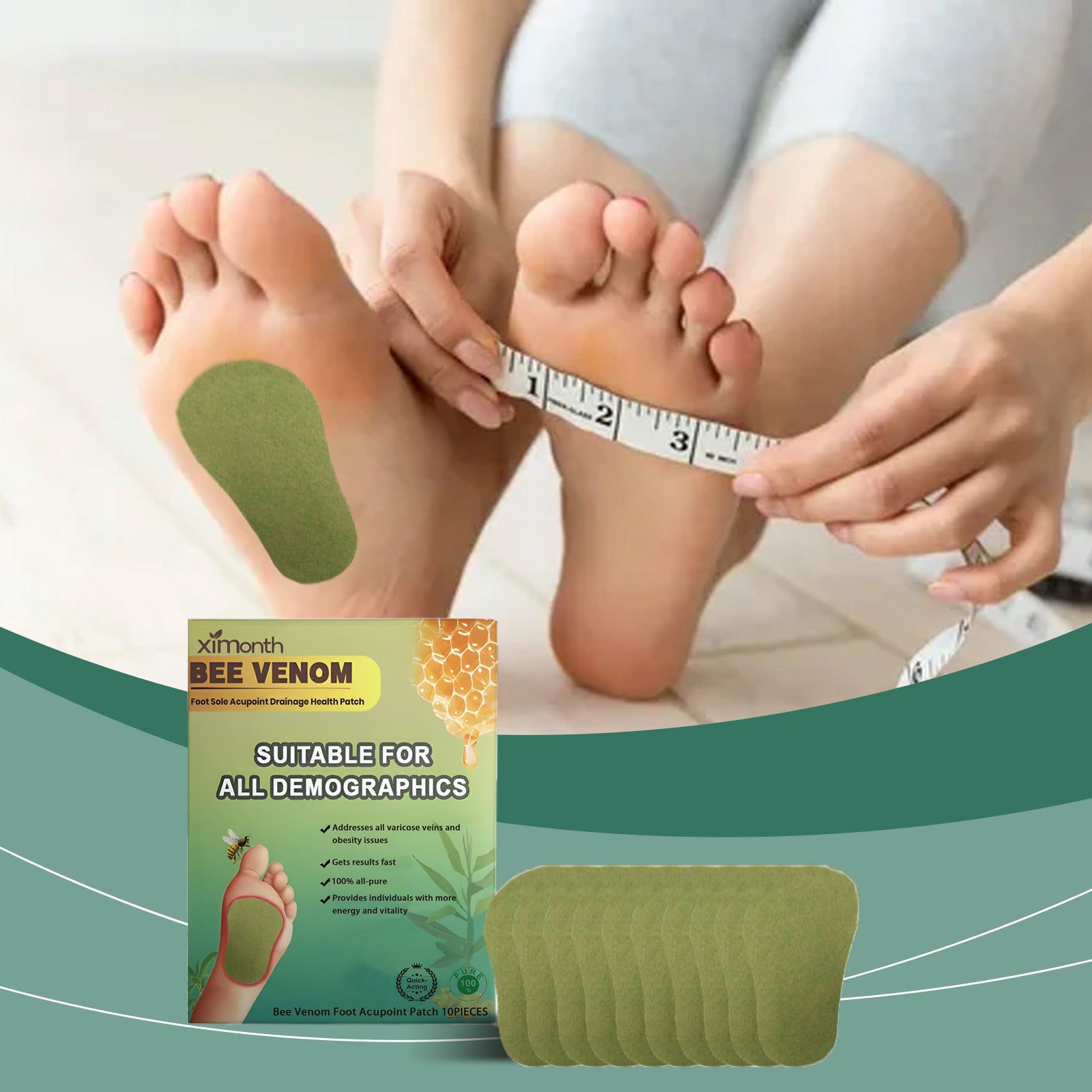 Bee Venom Foot Patch for Slimming and Toning, Relax, Detox, Foot Care ,10pieces