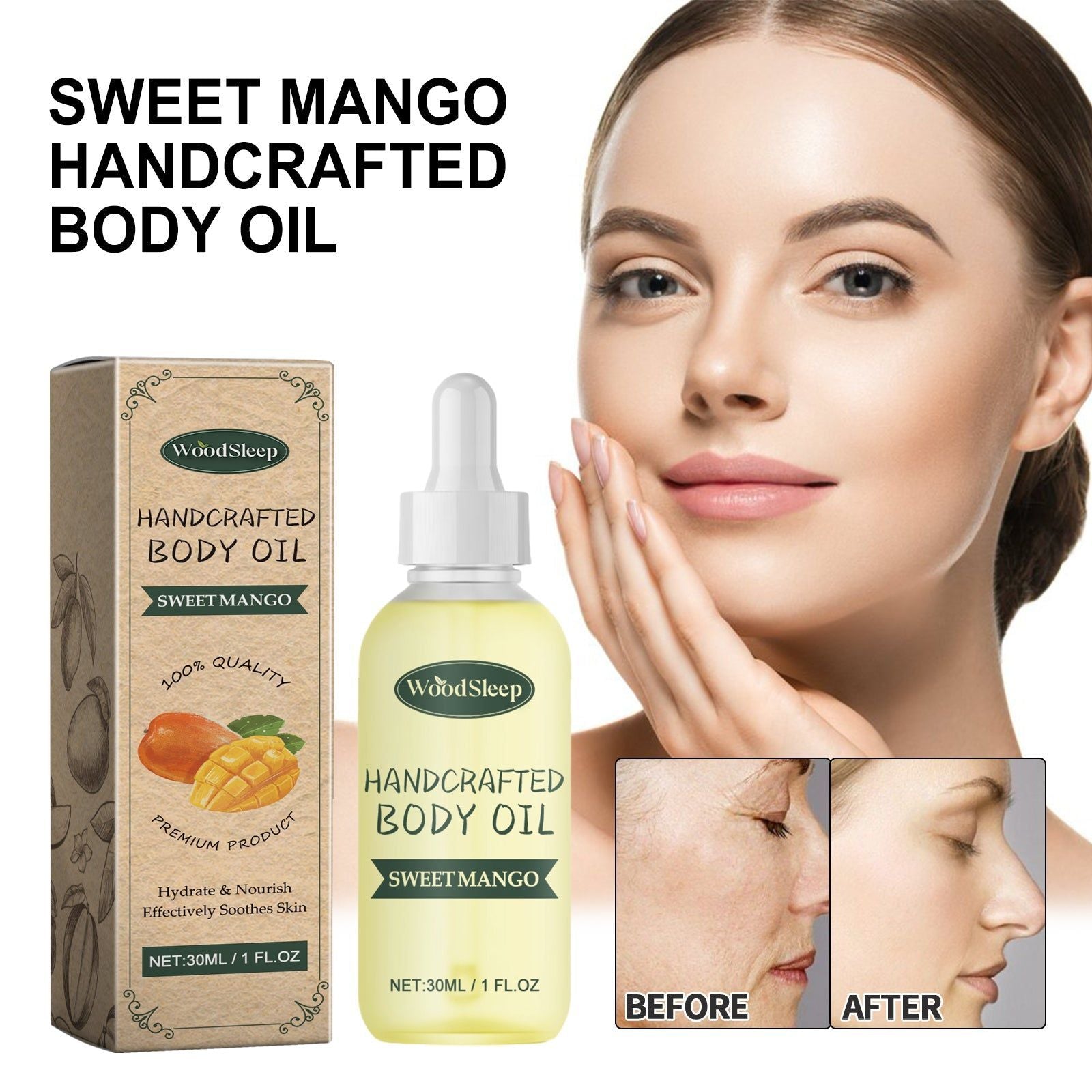 Sweet Mango Body Oil, Fade Fine Lines, Youthful Skin, Natural Moisturizer ,30ml
