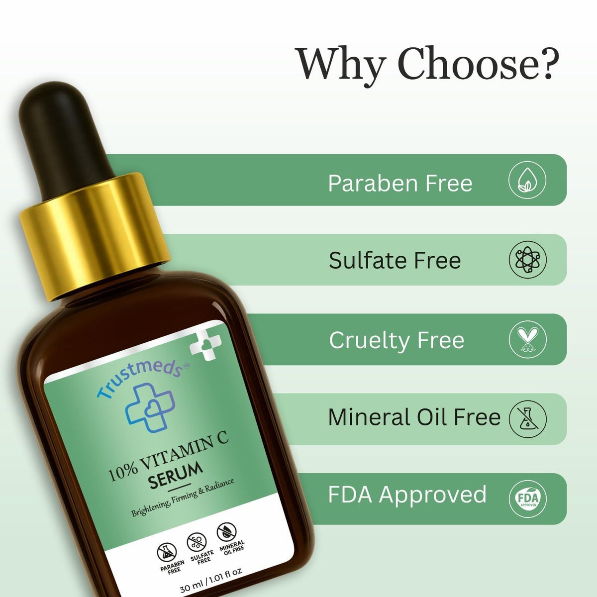 Trustmeds Vitamin C Face Serum with Hyaluronic Acid