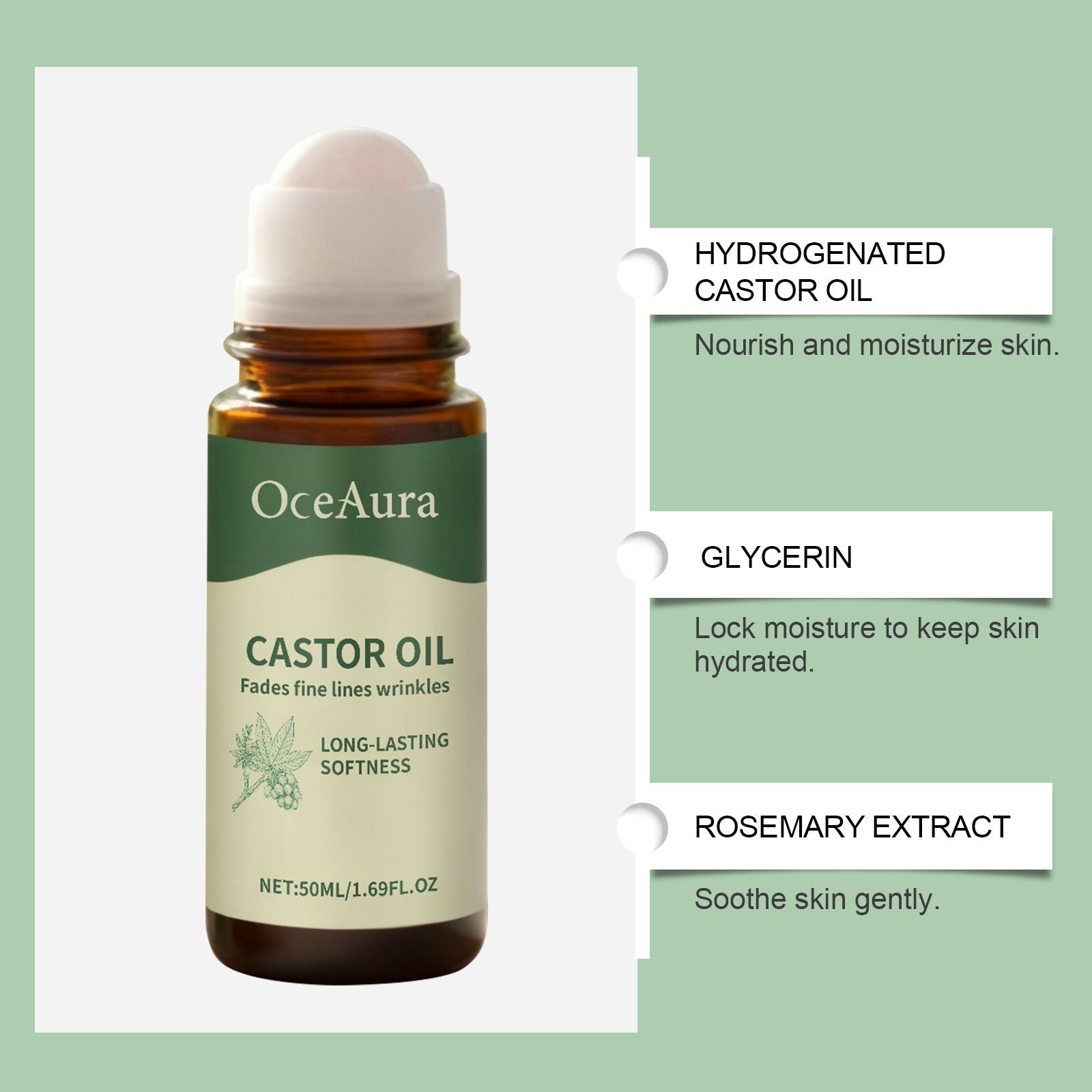 Castor Oil Roll-On Essence Hydrating Beauty Oil 50ml