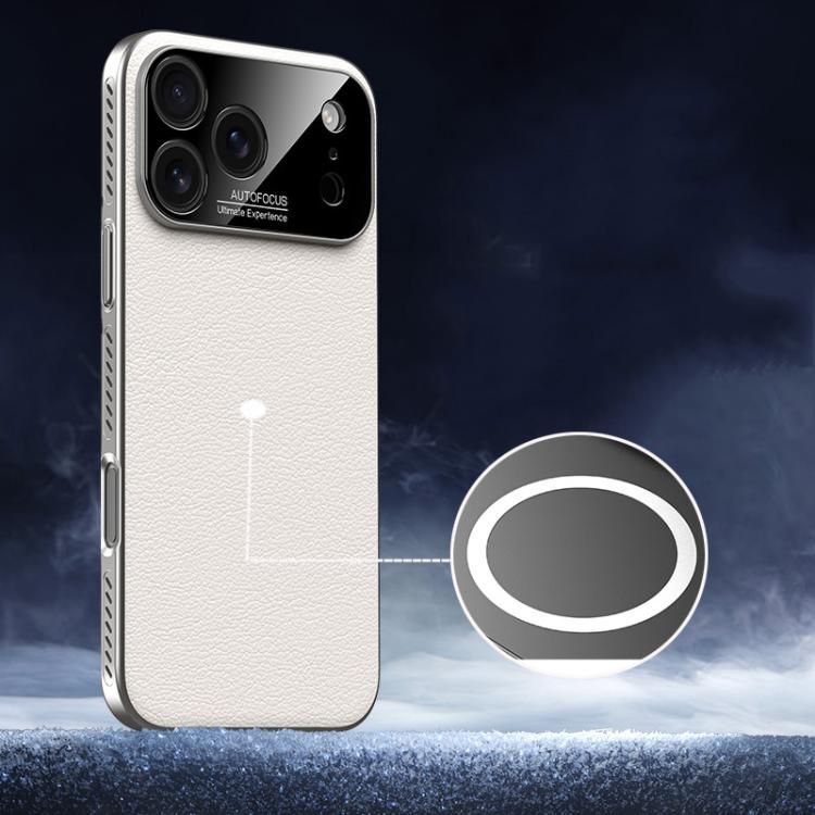 For iPhone 18 Pro Max / iPhone 17 Pro Max Soft Armor MagSafe Cooling Plain Leather Hybrid PC Phone Case