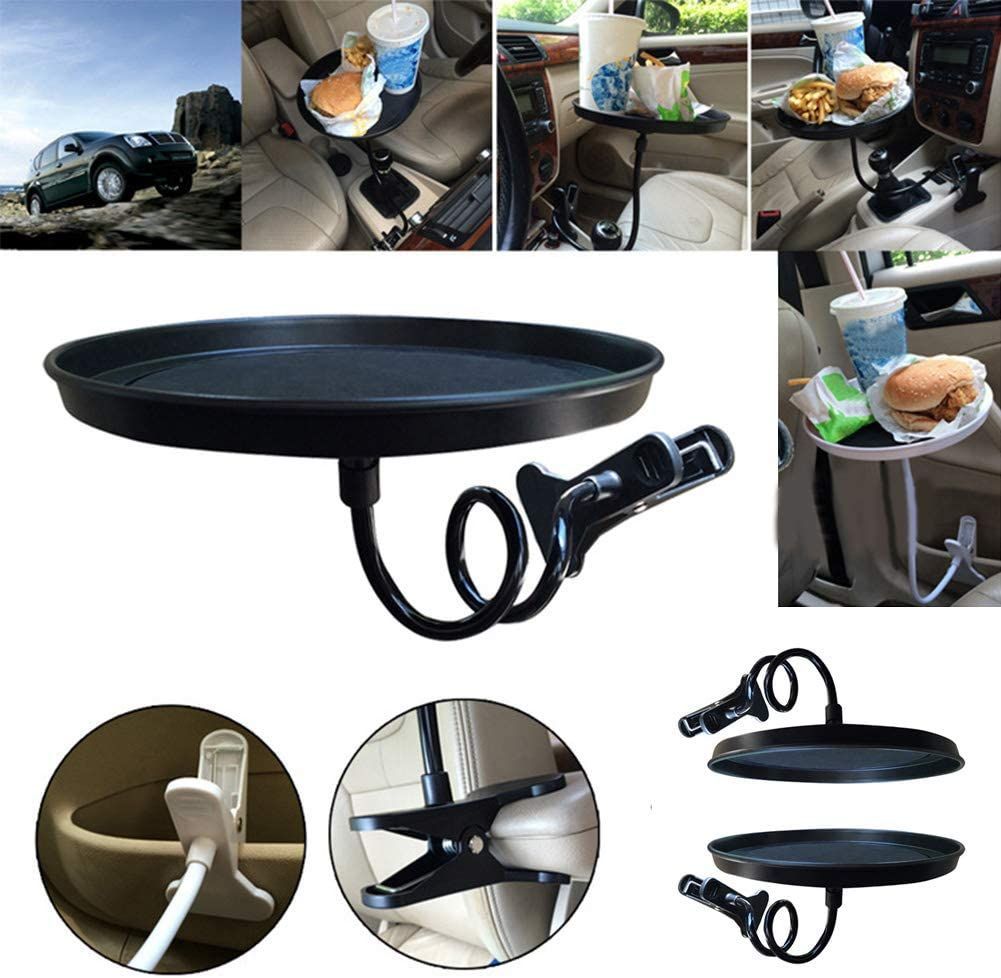 Car Seat Food Table Swivel Mount Holder Travel Drink Table Round Stand Food Tray