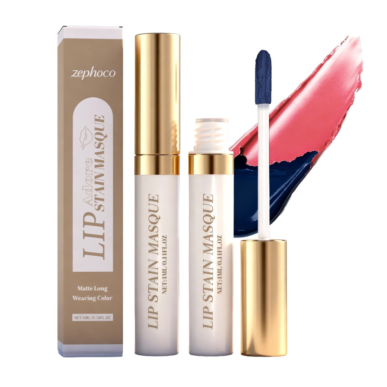 Matte Peel-Off Lip Gloss, Long-Lasting Moisturizing, Trendy Lip Color, Smooth & Natural ,4ml