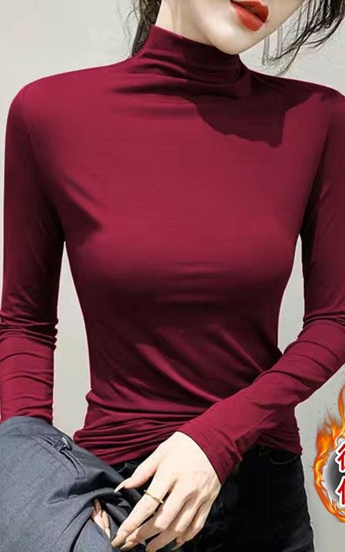 Double Sided German Velvet Warm Half High Neck Long Sleeve Base Shirt