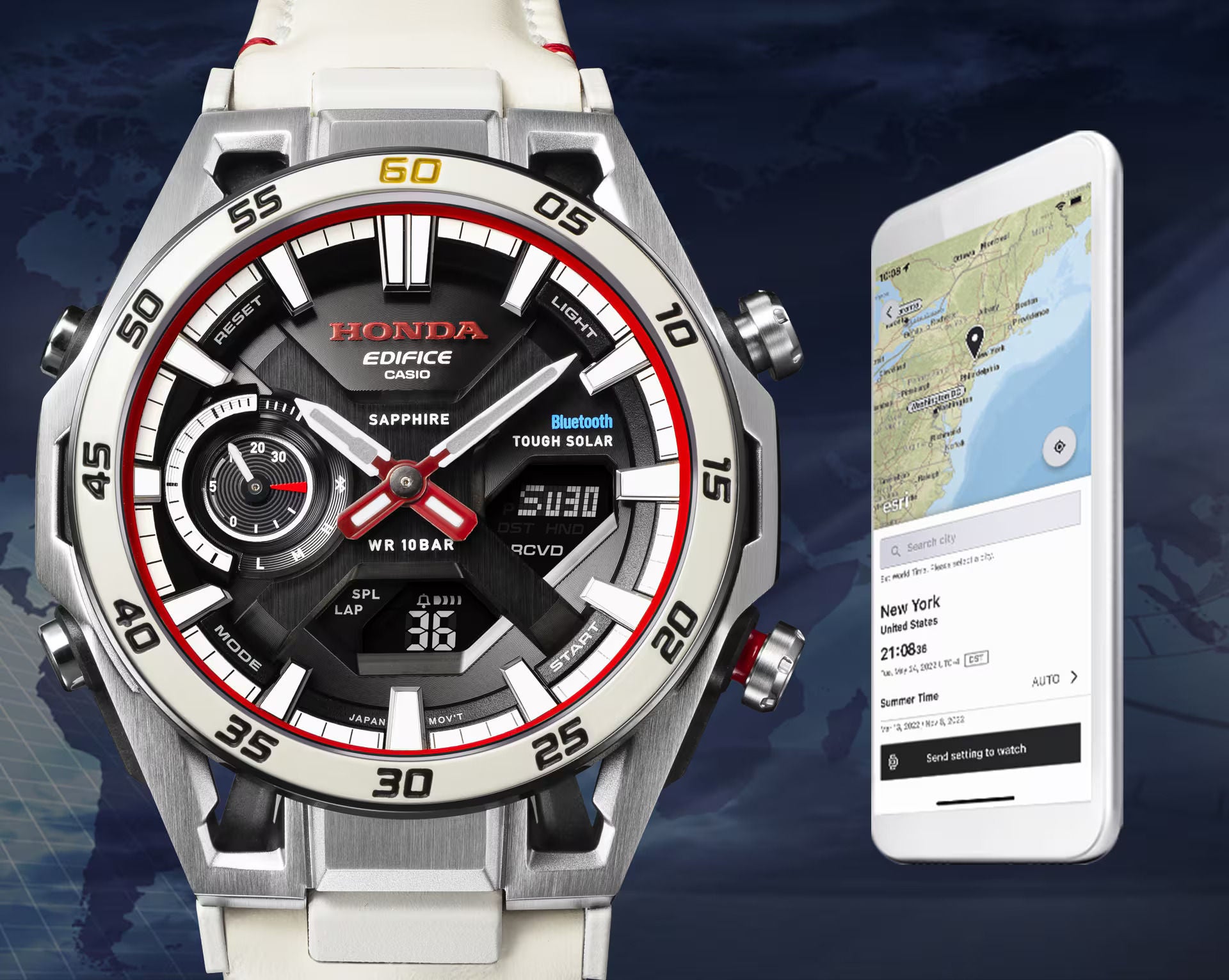 Casio EDIFICE Sospensione ECB-2300HR-1A, Honda RA272 60th Anniversary Limited Edition Bluetooth Solar Watch