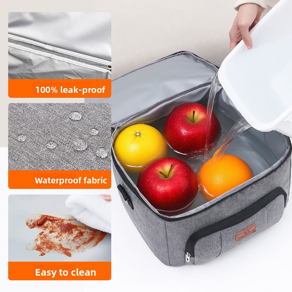 Double Layer Insulated Lunch Bag Waterproof Thermal Cooler Tote with Shoulder Strap