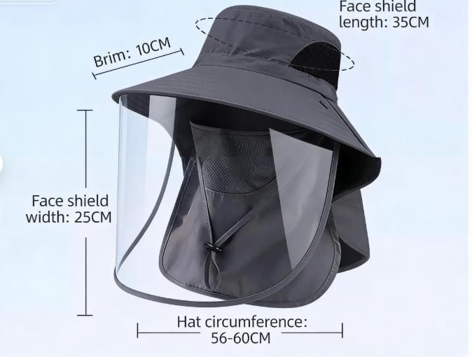 Dark Grey UPF 50+ Sun Hat with Removable Face & Neck Flap, Wide Brim Breathable Bucket Hat for Fishing Hiking, Outdoor Sun Protection Hat for Men Women