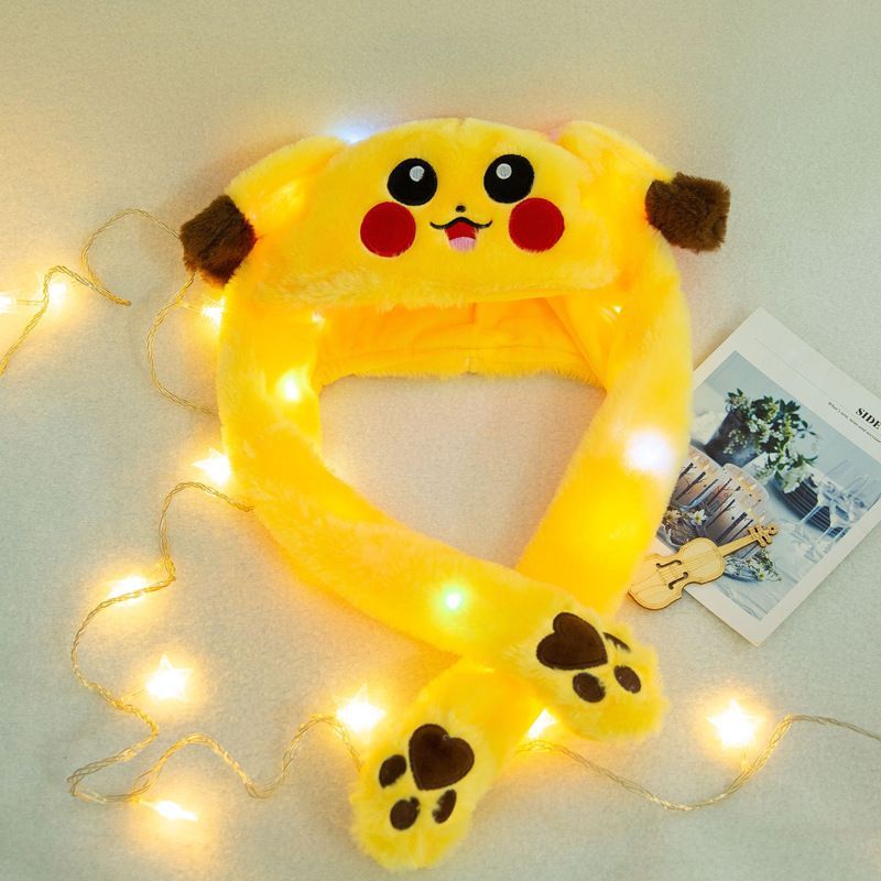 LED Glowing Plush Bunny Funny Hat With Moving Jumping Ears