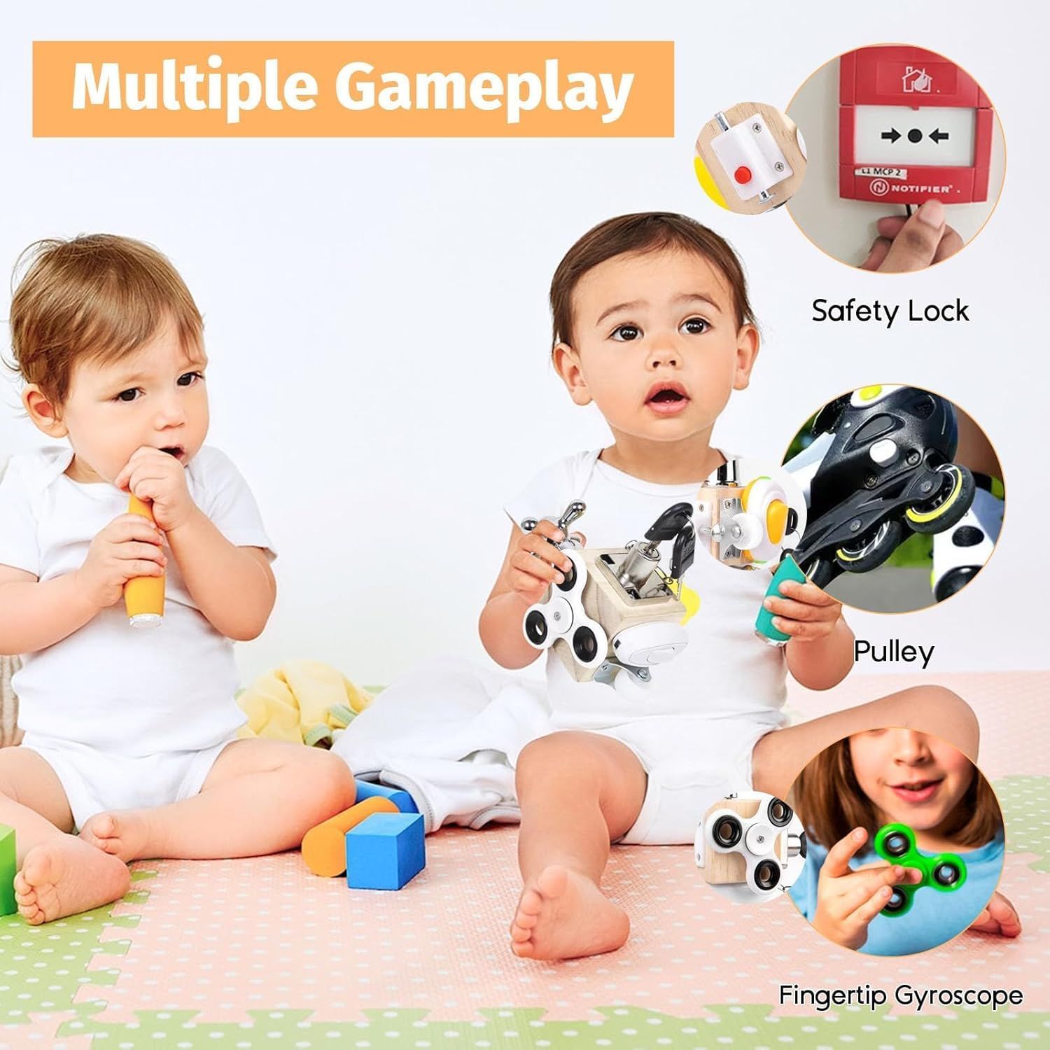 Kids Busy Cube Toys Montessori Lock and Key Toy Toddlers Sensory Wooden Activity Busy Board