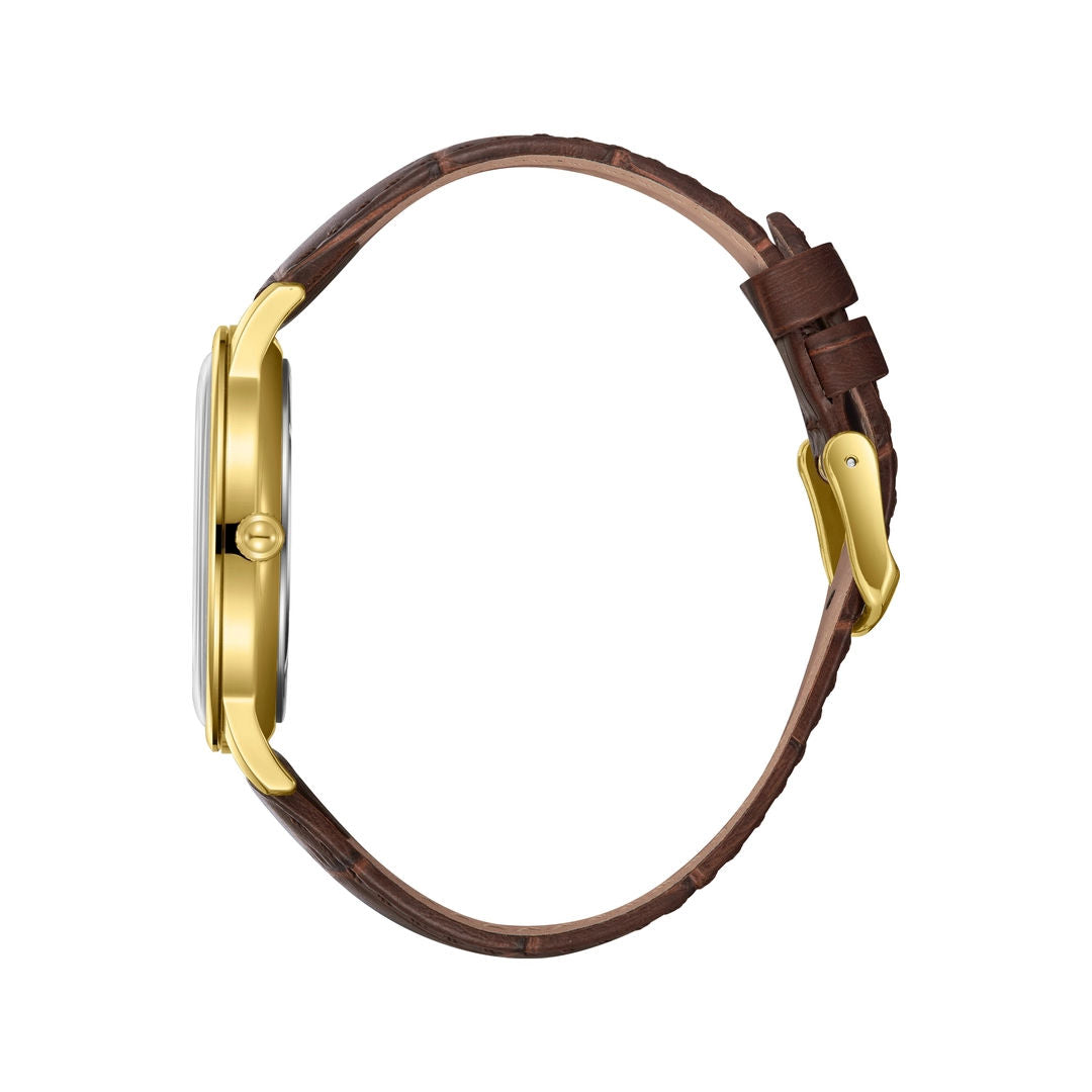 Lee Cooper Men's Green Dial Brown Leather Band Watch, LC08379.172