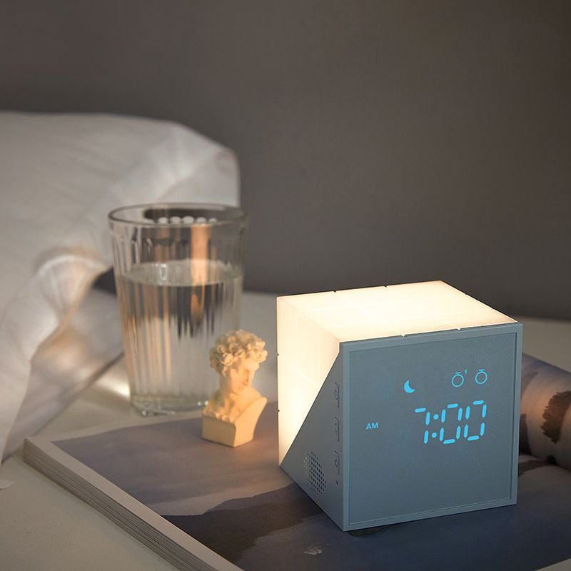 Magic Cube LED Alarm Clock Night Light Touch Sensor Lamp With Voice Control