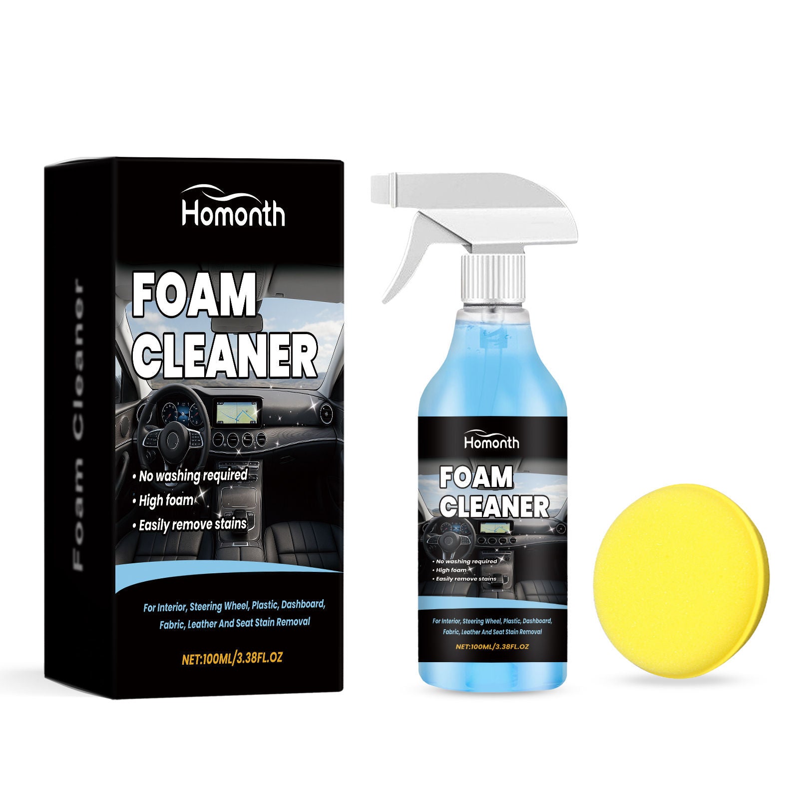 Car Interior Cleaning Spray, Gentle, Decontamination, Universal, Portable, Fast Stain Removal ,1set