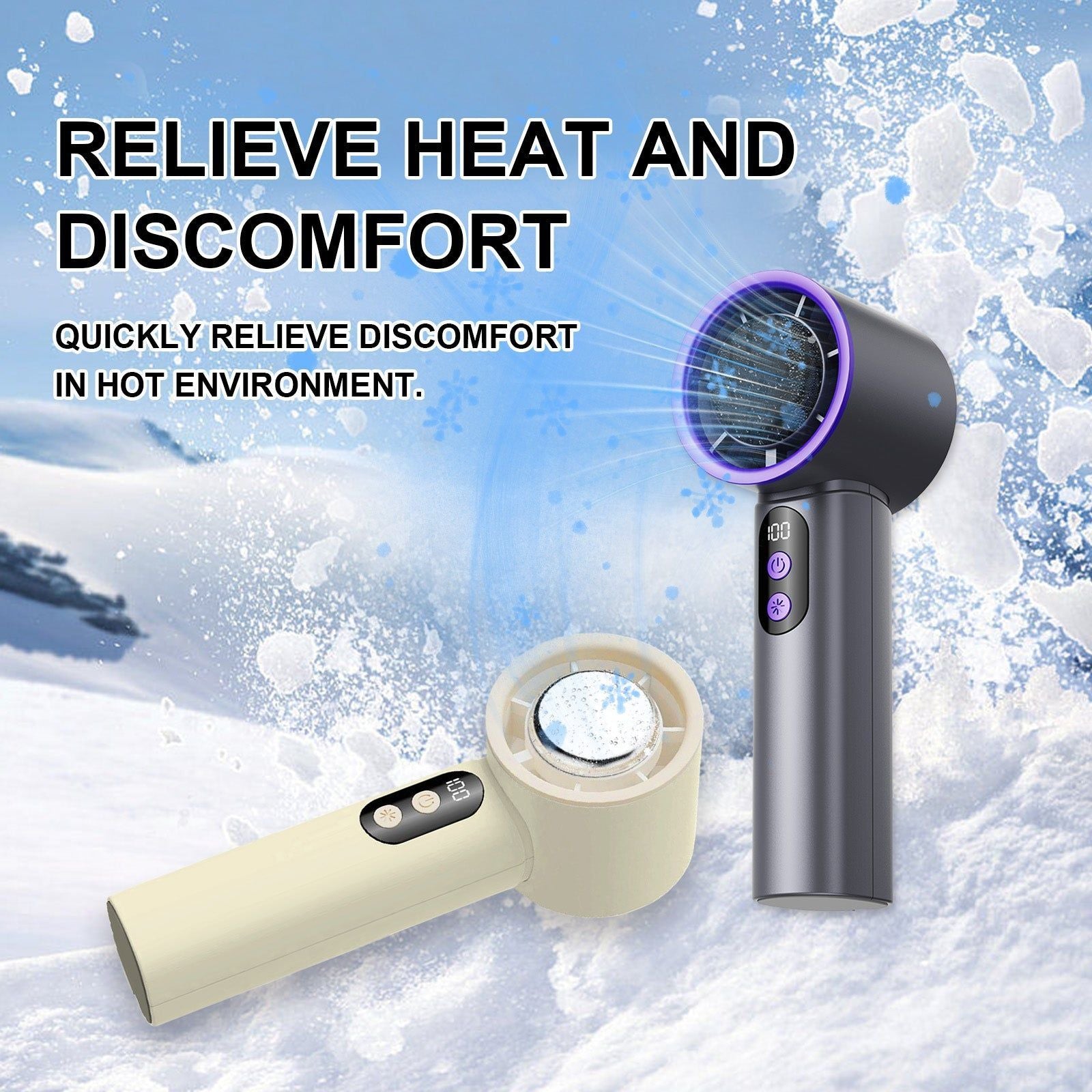 Beige Ice Pack Handheld Fan, Portable Summer Cooling, Household Essentials ,1pcs
