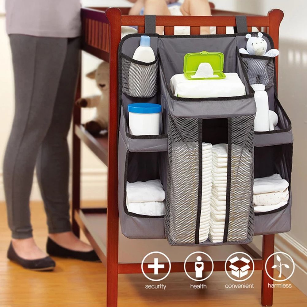 Baby Crib Organizer Bedside Hanging Storage Bag Diaper Bag For Baby Essentials