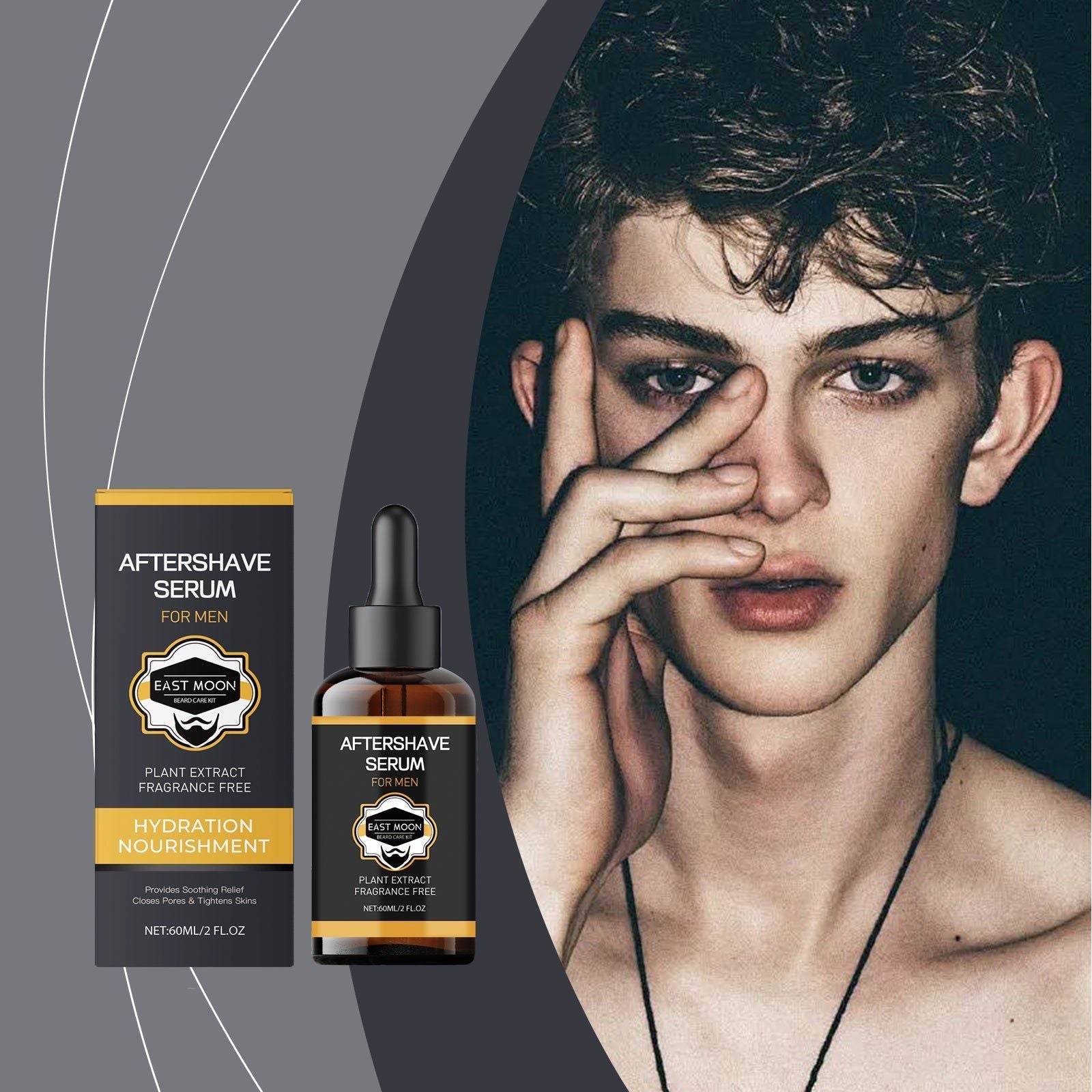 Beard Care Aftershave Essence, Soothes Shaving Discomfort, Moisturizes, Refreshes ,60ml