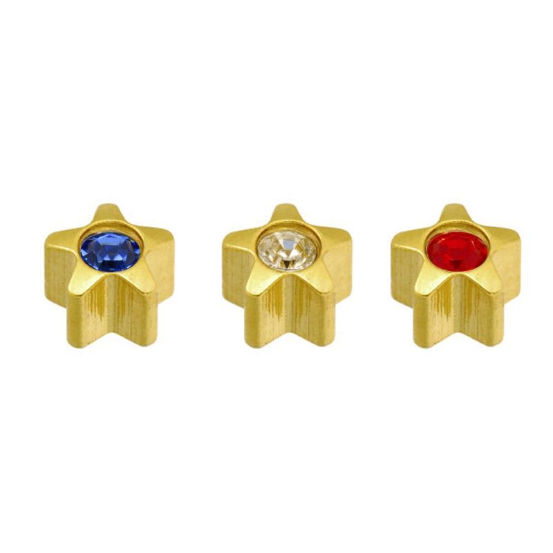 Caflon Singles Shapes Star With Stone Gold Plated Earring, Assorted Stone Color