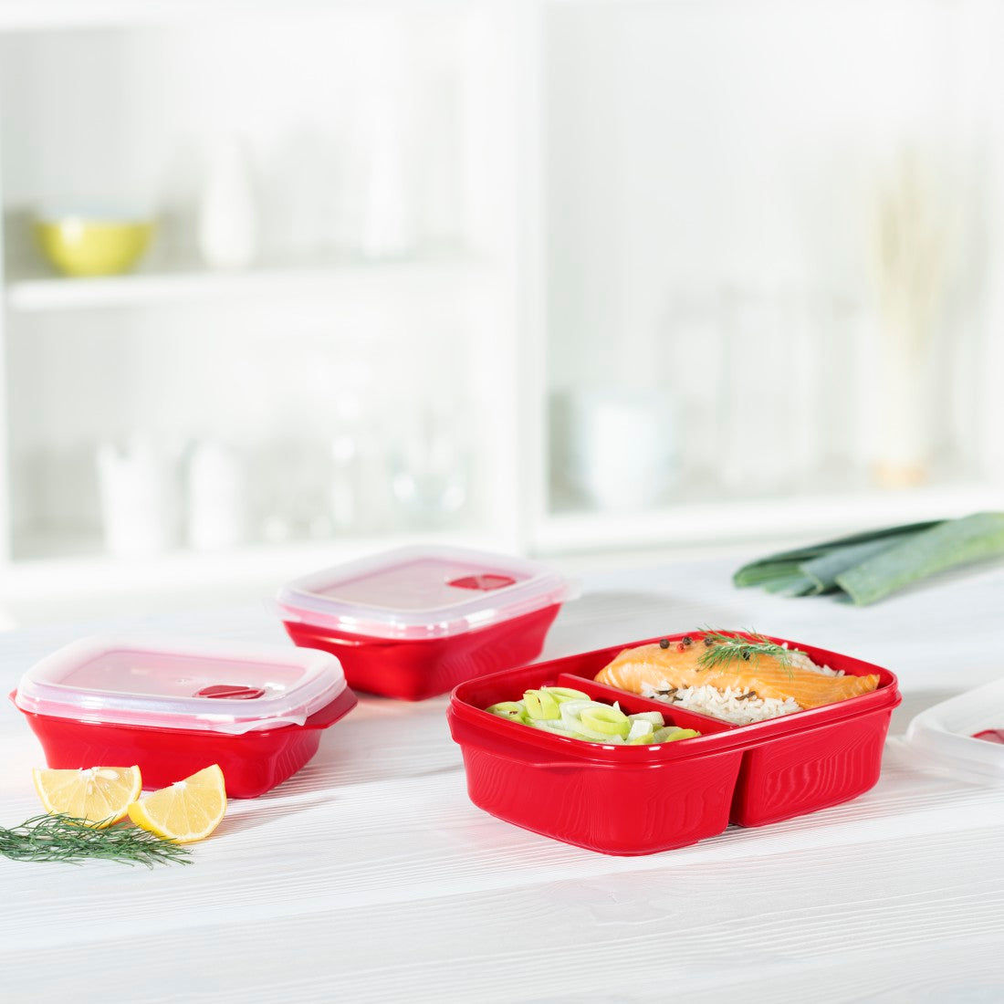 XAVAX 111463 Microwave 3 Box Set, 3 Part, red