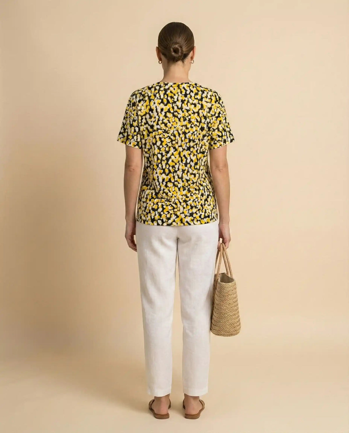 Jones New York Yellow Black Dotted Top