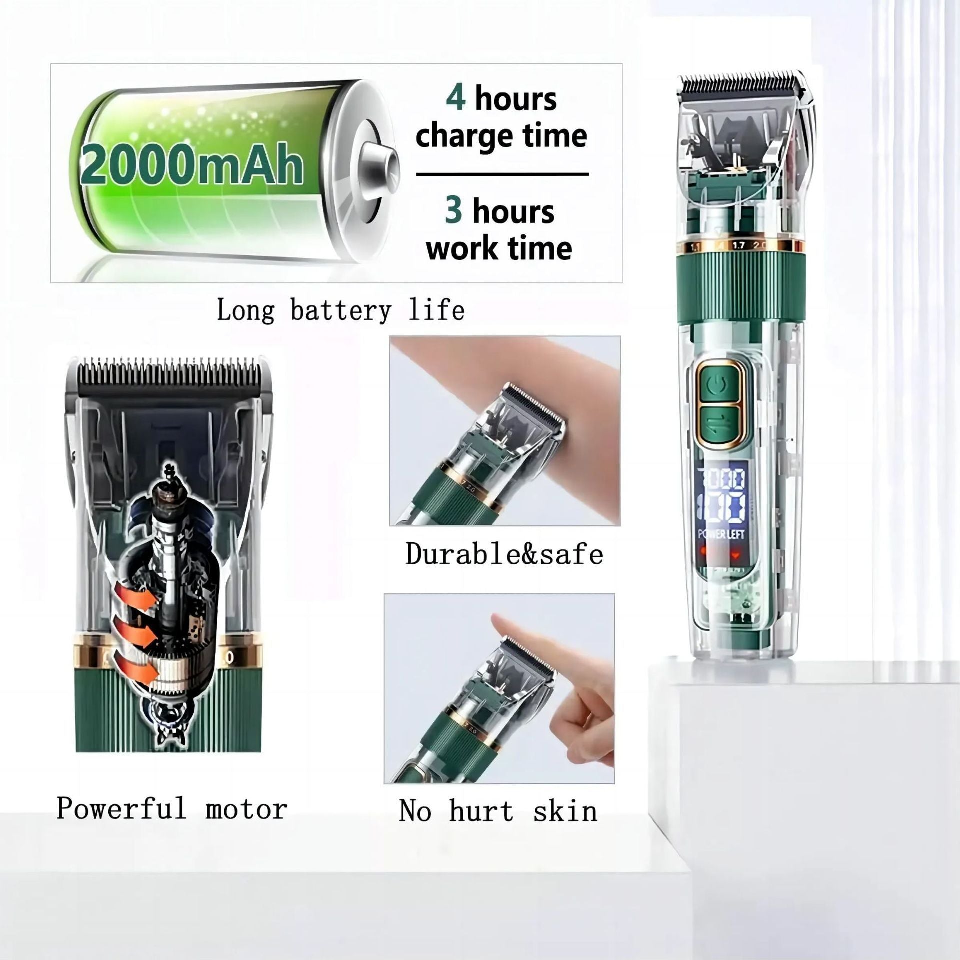 Pet Hair Clipper with Guide Combs