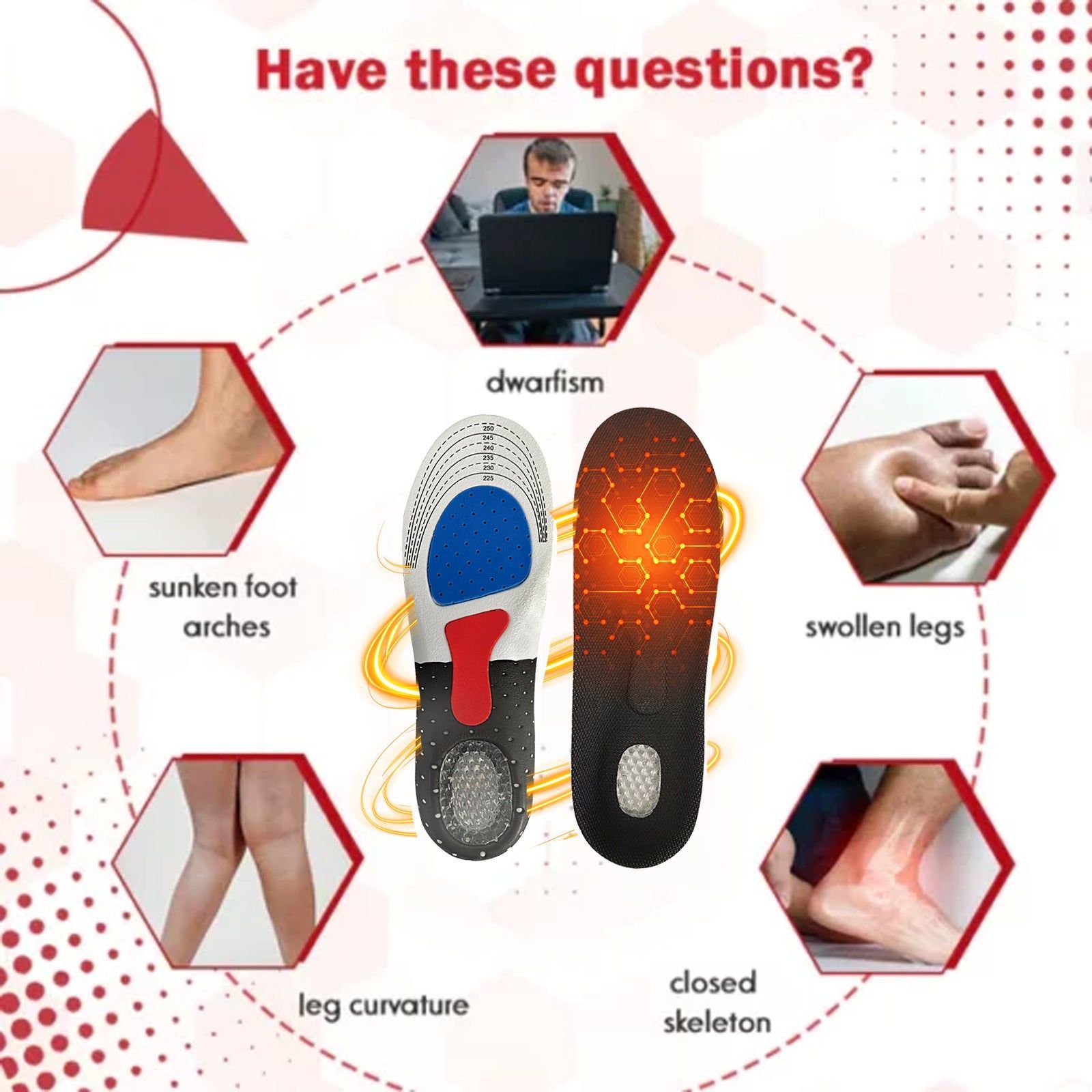 Boost Your Height with Corrective Insoles, Arch Support, Non-Slip, Wear-Resistant ,1 pair