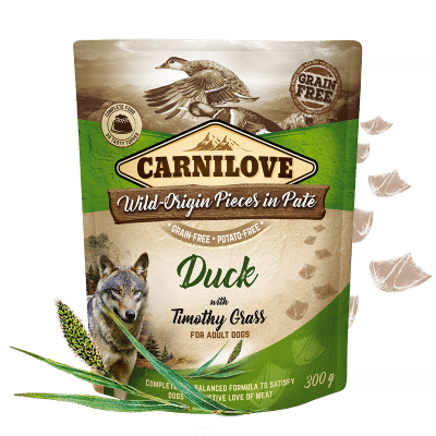 Carnilove Duck with Timothy Grass For Adult Dogs 300g  (wet food pouches)