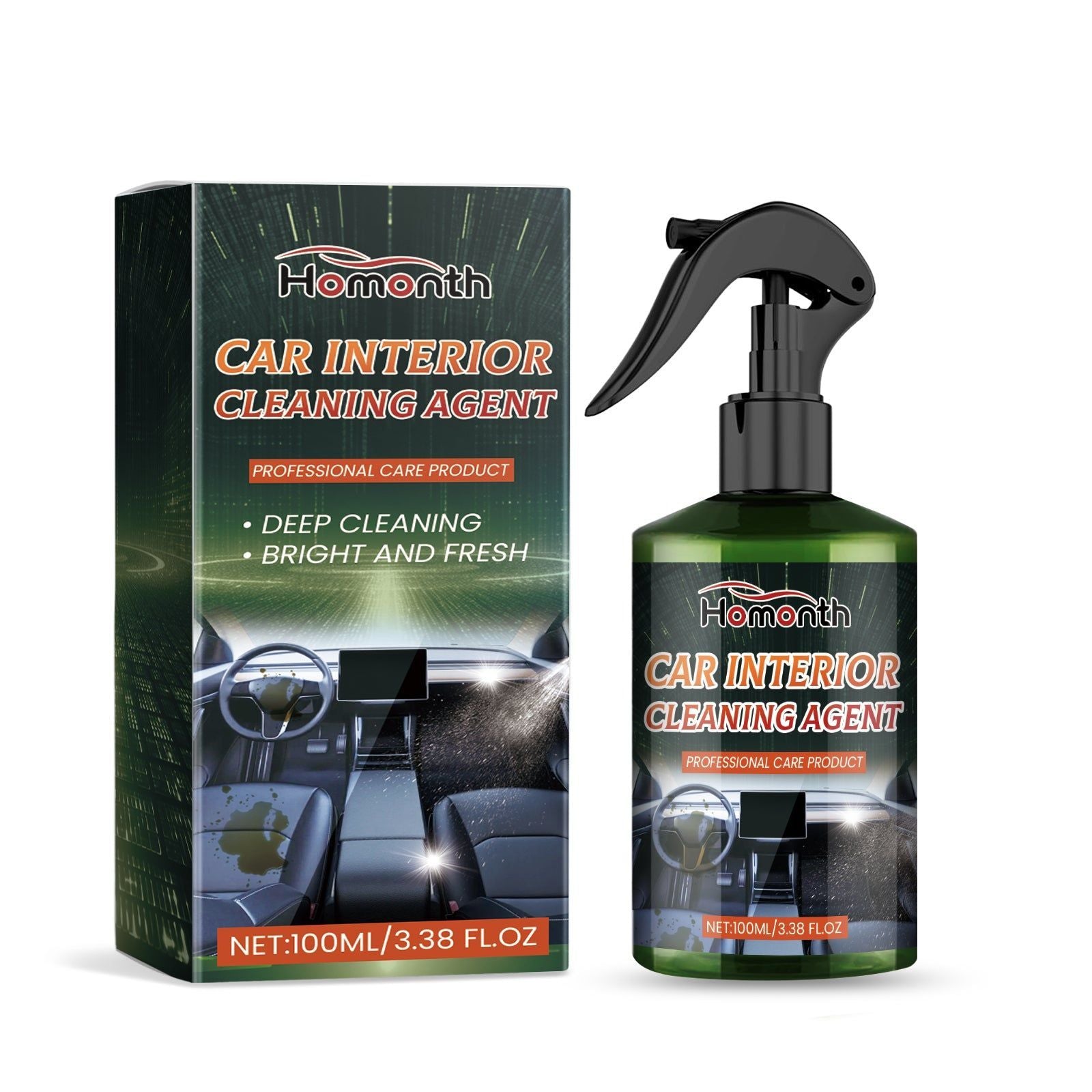Car Interior Cleaner, Multi-Functional Decontamination, Odor Removal, Quick & Safe Cleaning ,100ml