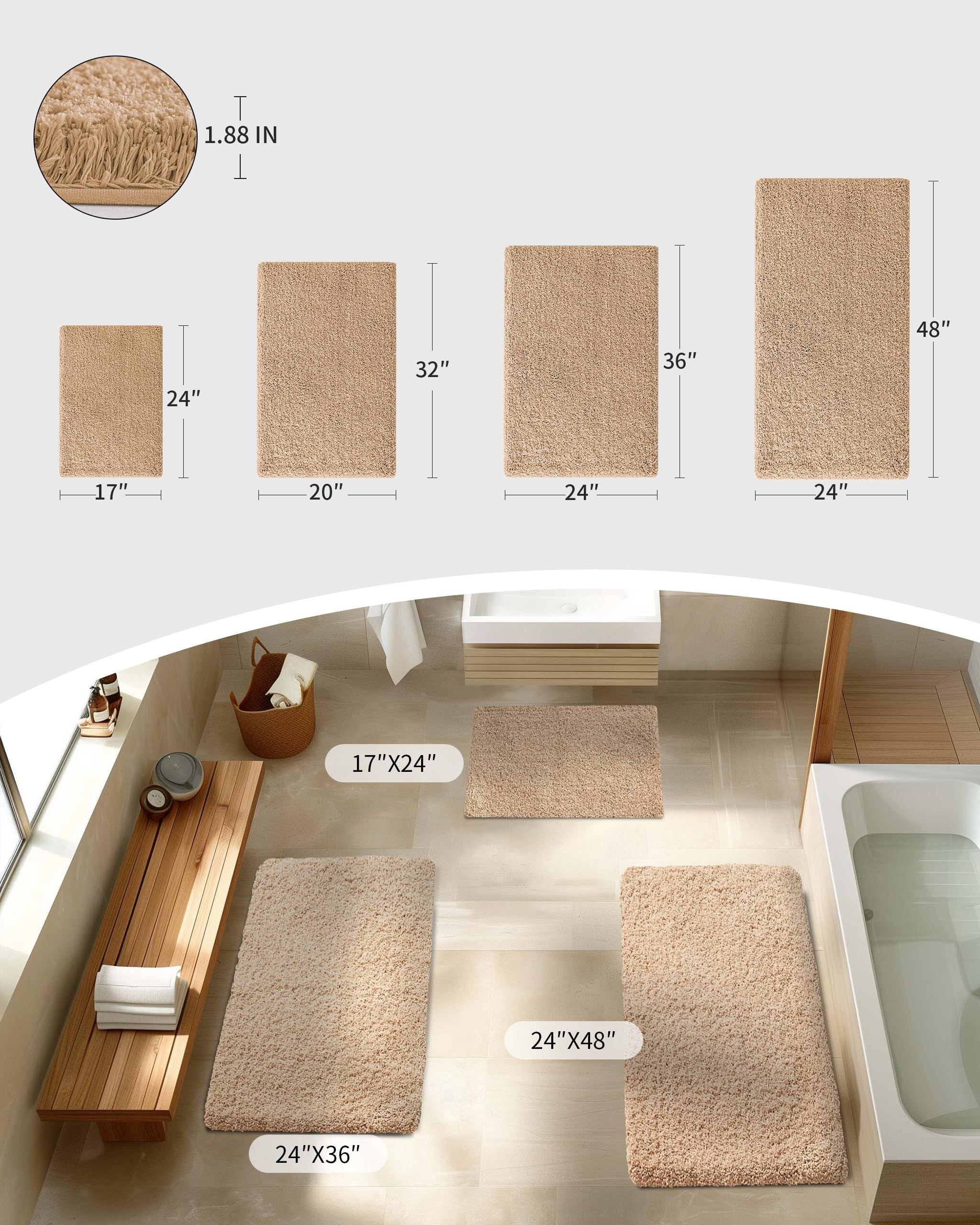 AIESY® Washable Plush Luxury Soft Shaggy Disolla Bath Mat