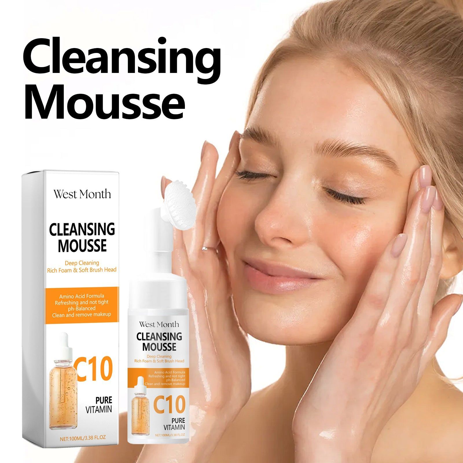 Deep Clean Facial Cleansing Mousse, Gentle Exfoliating, Brightening, Moisturizing ,100ml