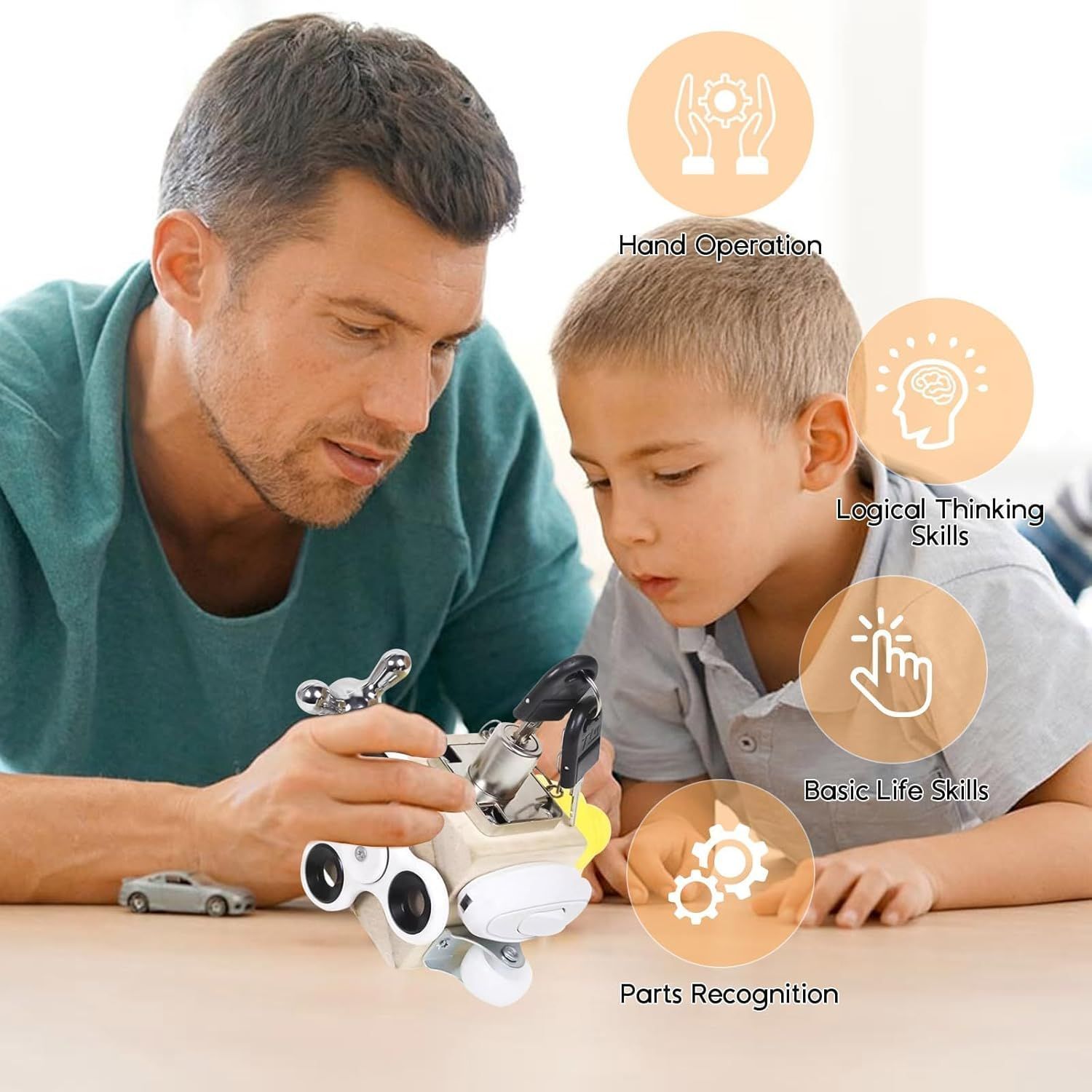 Kids Busy Cube Toys Montessori Lock and Key Toy Toddlers Sensory Wooden Activity Busy Board
