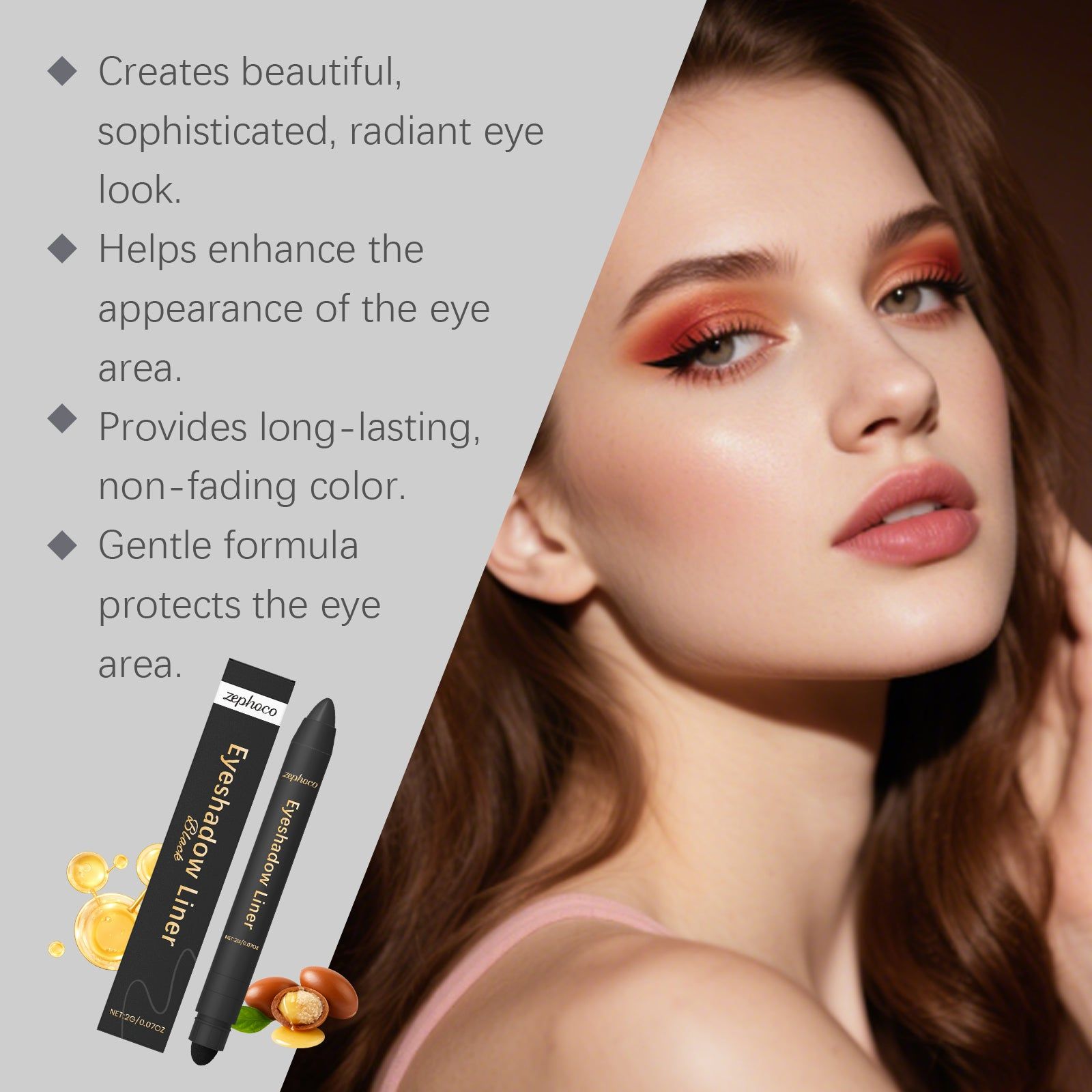 Black Two-In-One Eyeliner Pen, Beauty Collection, Long-Lasting, Easy for Beginners ,2g