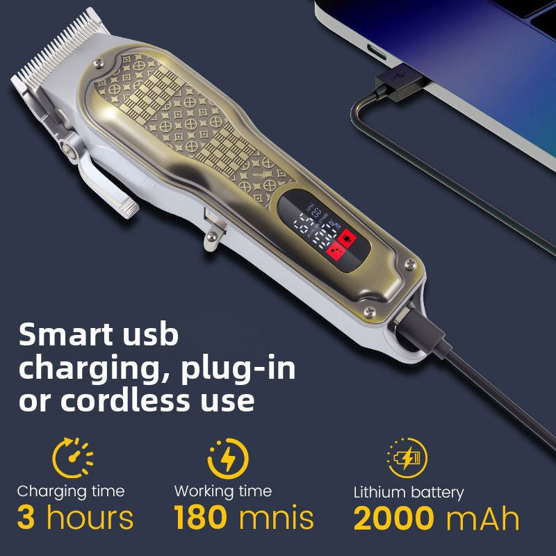 Metal Electric Hair Clipper with LCD Display