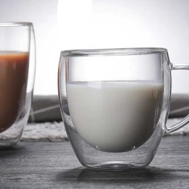 Double Layer Glass Cup with Handle - Insulated Coffee, Tea, and Beverage Mug for Hot & Cold Drinks