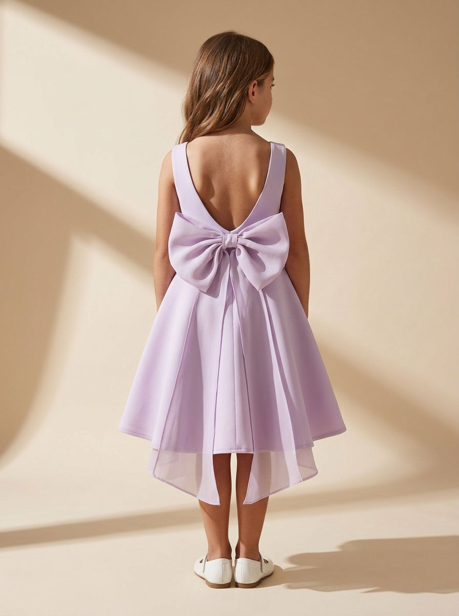 Girls Organza & tule Bow Dress Lavender