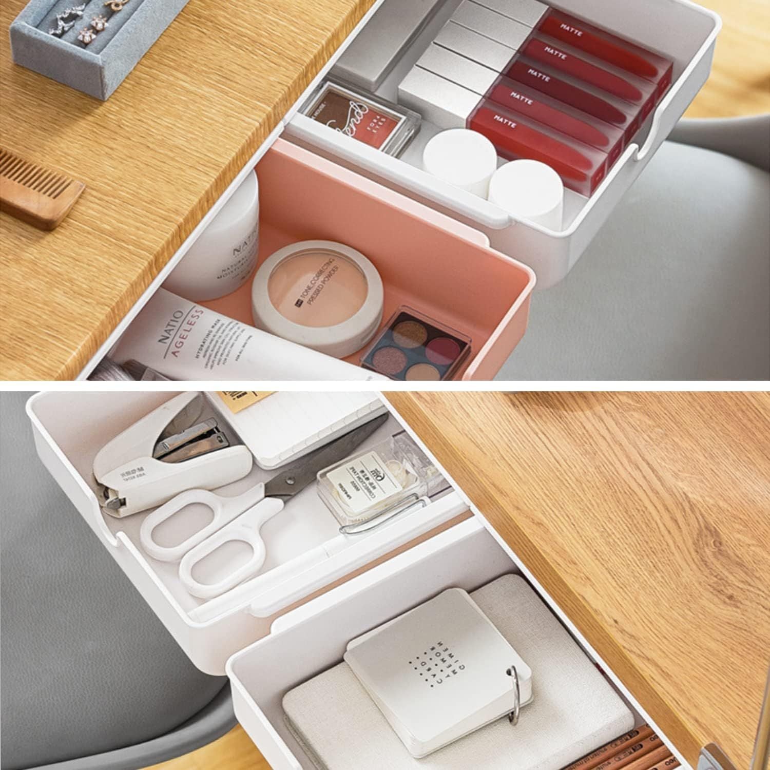 Drawer Under Desk Storage Box Mini Self Adhesive Drawer Organiser for Home Office