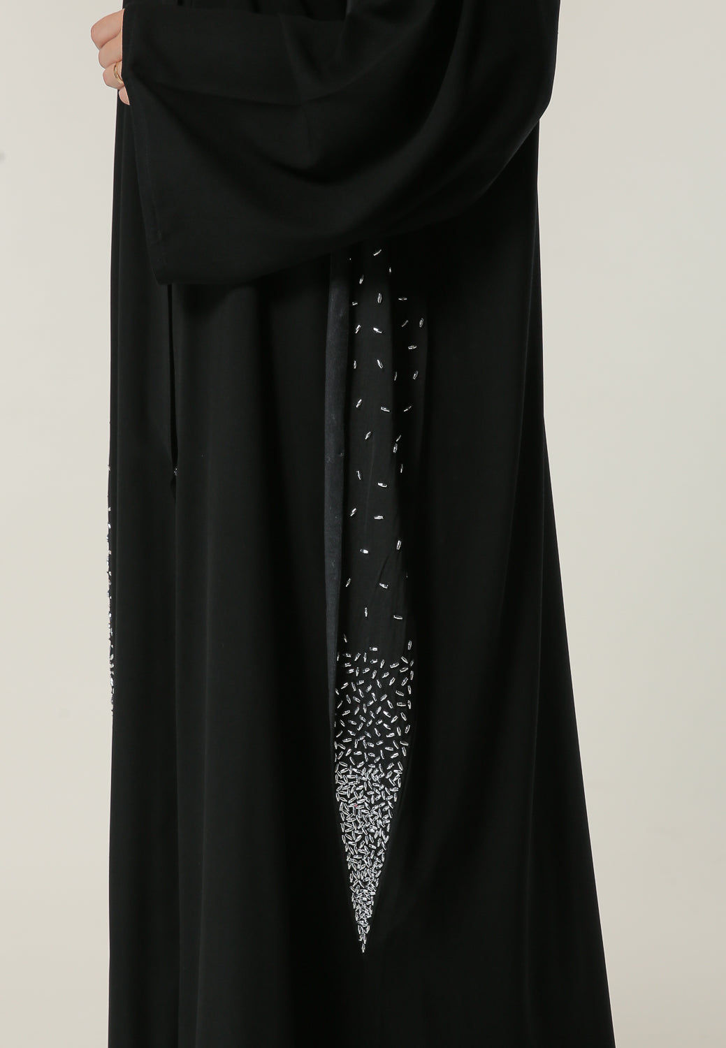 MOiSTREET Black Abaya with Handwork on Twin Panels