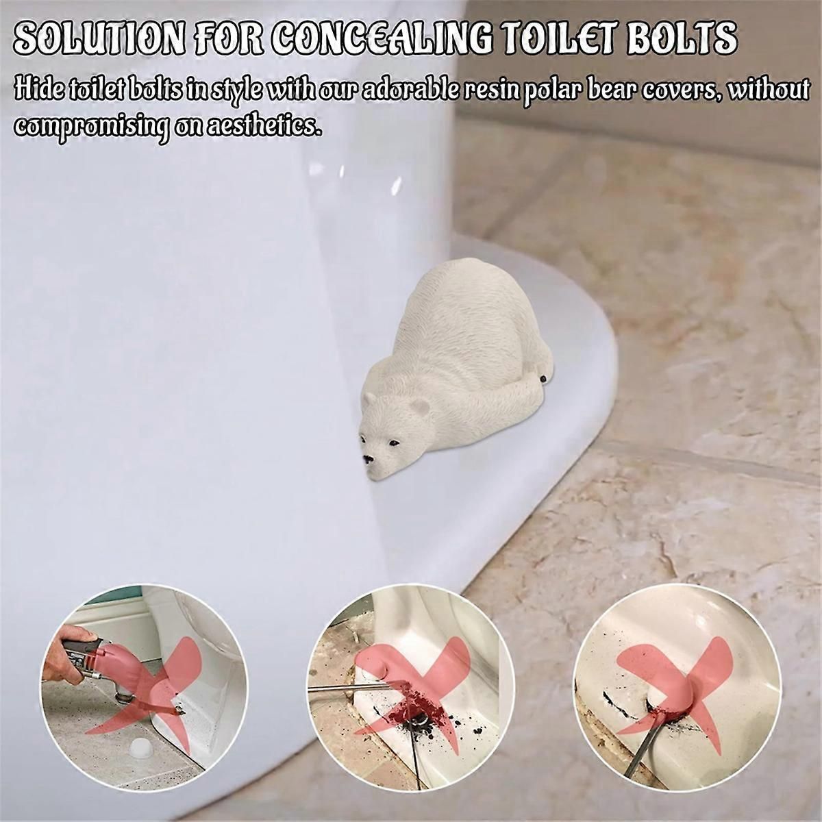 4PC Toilet Bolt Covers Resin Caps Cartoon Bear Toilet Bolt
